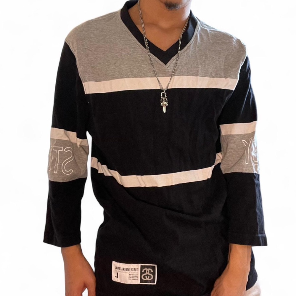 Stussy Black and Gray Long Sleeve Tee
